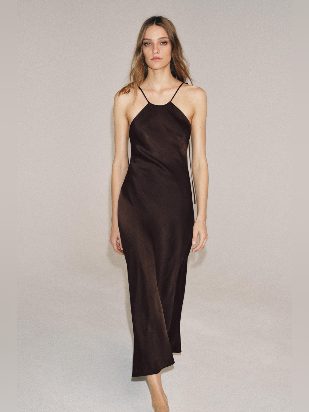 Zara Brown Dress With Tie Straps